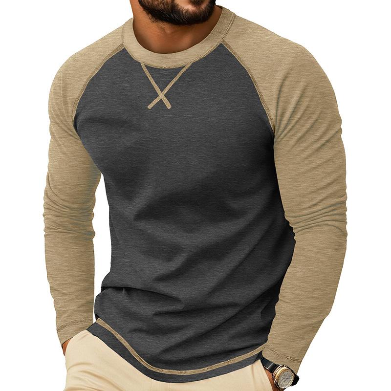 T-shirt da uomo a maniche lunghe raglan color block
