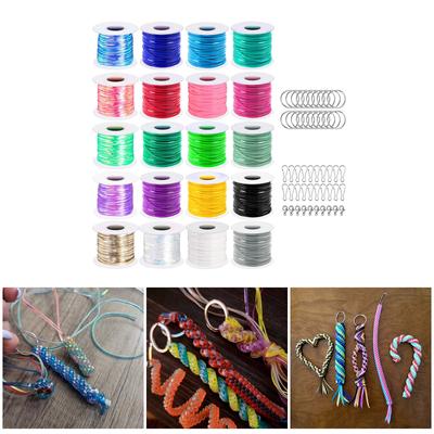 Mehrzweck-Lanyard-Schnur-Set Bunte Plastikspitzenrollen Robust 20 Rollen und Schlüsselanhängerteile für Kreativprojekte