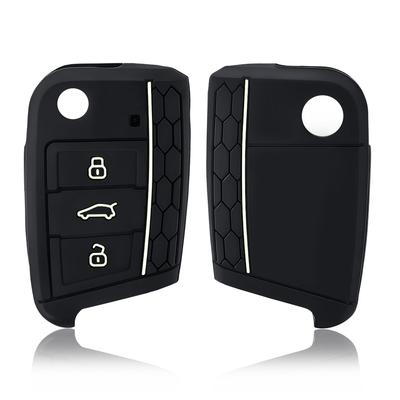 3 Düğmeli Katlanır Anahtar Silikon Kılıfı VW GOLF 7 MK7 SKODA SEAT 2014 2015 2016 Anahtar Kabuğu OCTAVIA COMBI LEON IBIZA CUPTRA Kılıfına Uyar