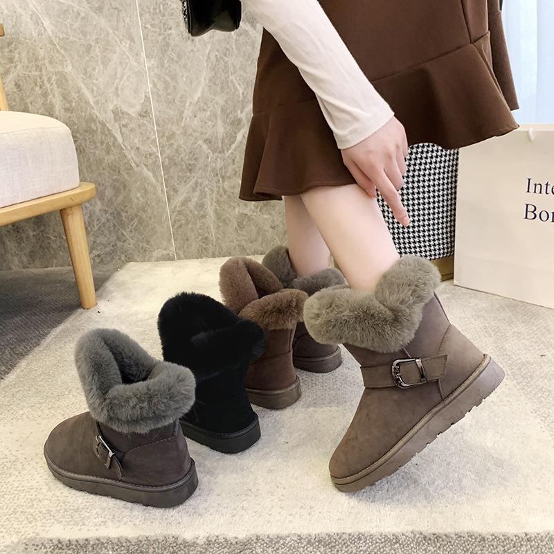 Snow Boots for Women, Short Tube with Thick Velvet and Flat Bottom Boots