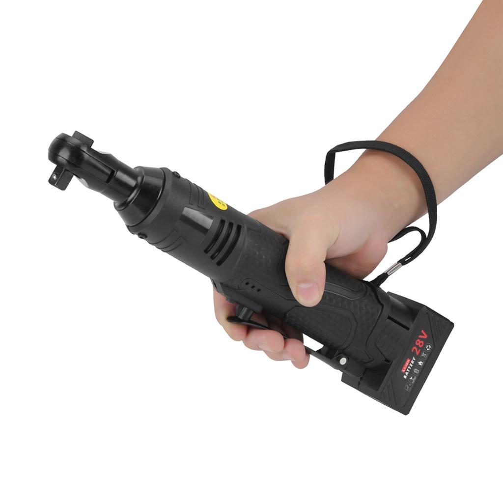 90 Degrees Right Angle 28V Electric Rechargeable Ratchet Wrench Ratchet Spanner Tool 3/8inUK Plug 110-240V