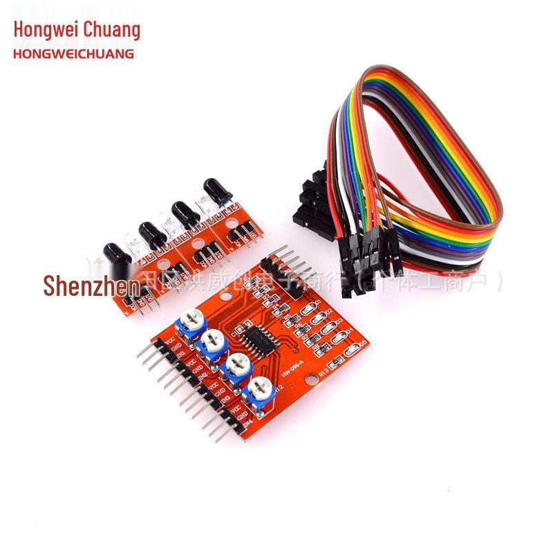 Red 4-Way Infrared Line Tracking and Obstacle Avoidance Module for Robots
