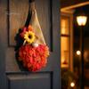 Front Door Hanging Wreath Autumn Gnome Maple Leaf with LED Lights, Rustic Pointed Hat Fall Hanging, Farmhouse Harvest Thanksgiving Home Decor Vintage