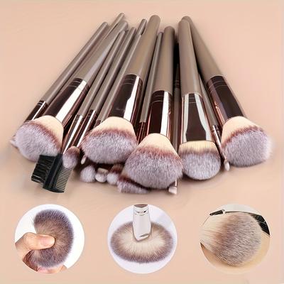 15pcs Women's Makeup Professional  Bag Foundation Eyelash Eyebrow Eyeshadow Cosmetic Makeup Brush Tool Set Christmas