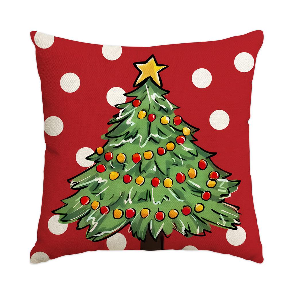 1 \ 4pcs Christmas Pillow Cover Snowman, Elderly, Printed Pattern Cushion Cover, Suitable for Room Living Room, (No Pillow Core)