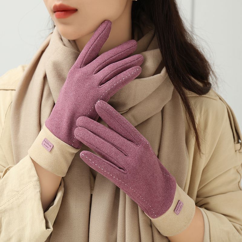 Gloves Women's Winter Velvet Warm Cute Cold Touch Screen Riding Driving New Velvet Gloves