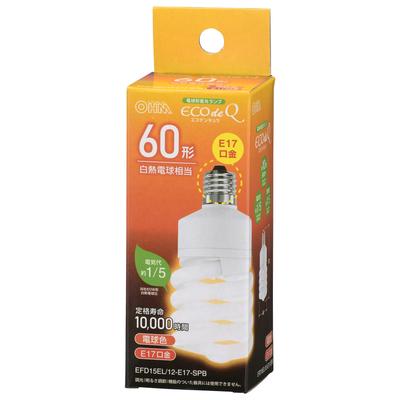 OHM Electric Spiral-type Compact Fluorescent Lamp, E17 Base, 60W Equivalent, Warm White, Eco-Denkyu EFD15EL12-E17SPB 06-3774