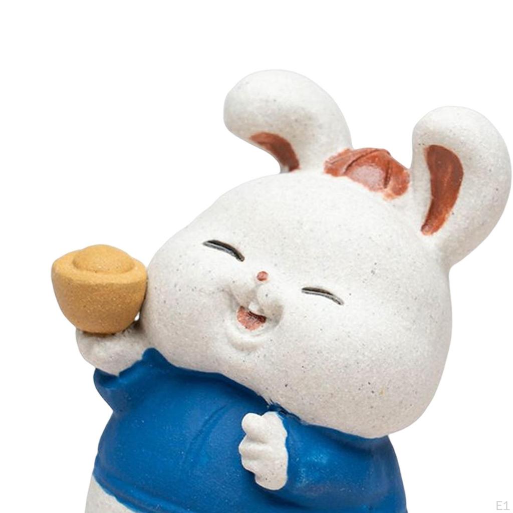 Bunny Sculpture Decor Chinese Year Desktop Home Mini Rabbit Statues Figurines for Dinning Room