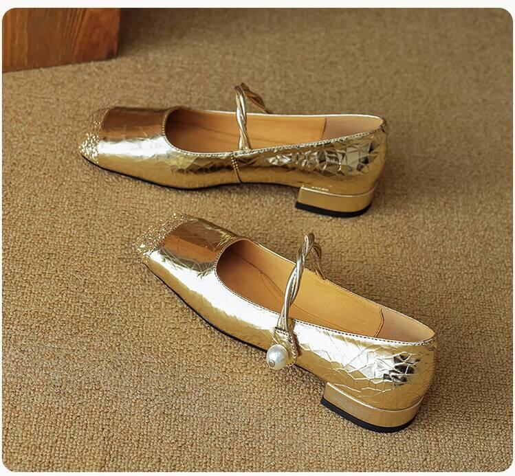 

Французский темперамент одиночные туфли женские с неглубоким горлом квадратной формы на низком каблуке женские туфли с юбками вечерние повседневные туфли 34 золотой