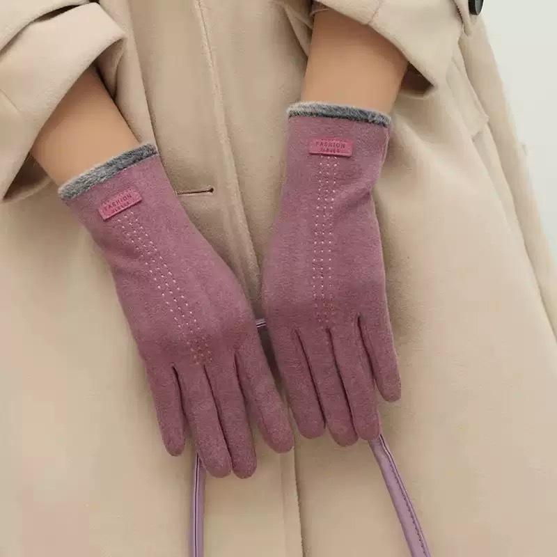 Winter Women Modal Warm Gloves Fur Trim Outdoor Riding Gloves Fashion Sports Driving