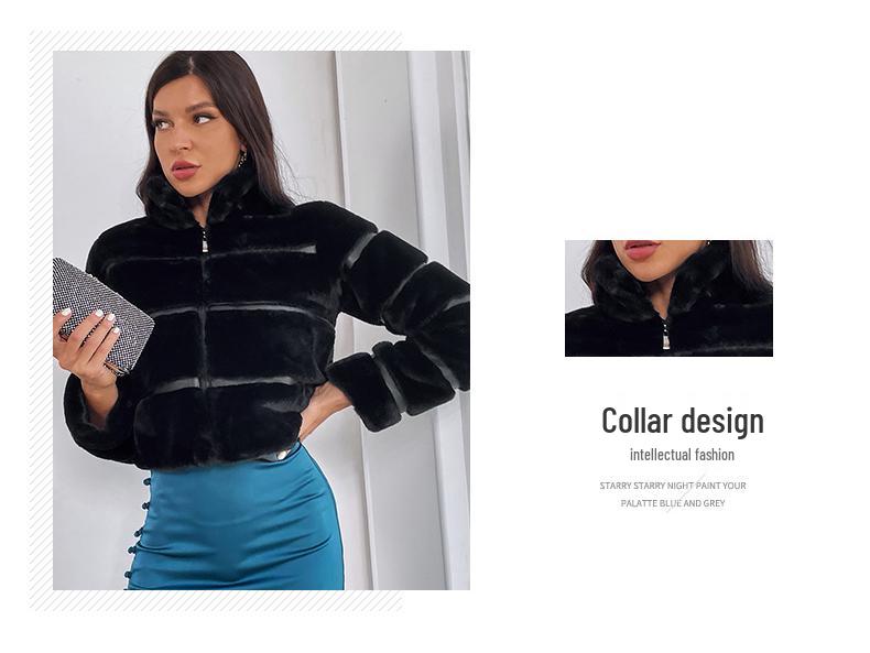 European & American Spliced Rex Rabbit Fur Coat - Women's Trendy Haining Short Style