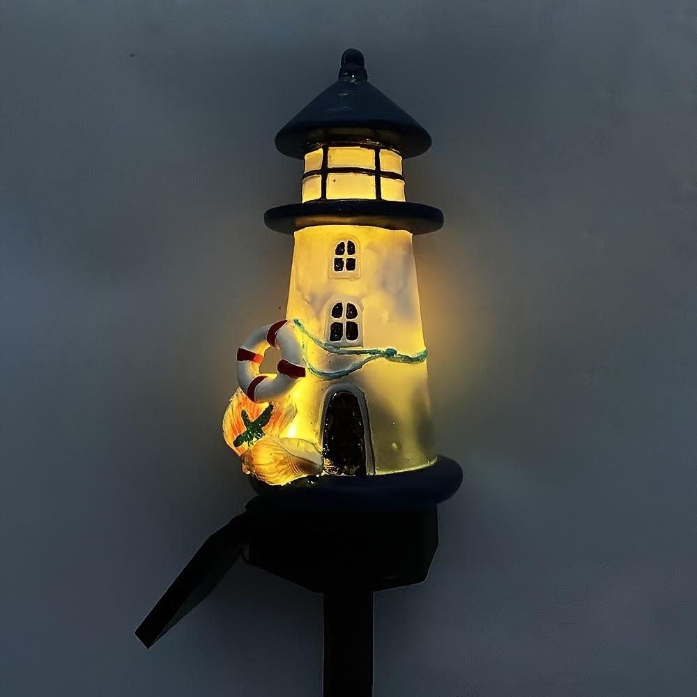 Solar Resin Sea Lighthouse LED Outdoor Lighting Decorative Landscape Light Solar Garden Light Lawn Light Suitable for Garden Lawn Festival Decoration