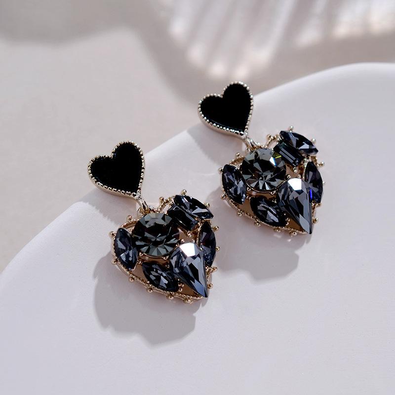 2022 New Rhinestone Heart & Diamond 925 Silver Earrings - Gentle, Sweet Style