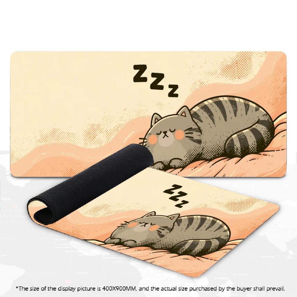Large XXL Deskmat Cute Sleeping Cat Panda Cartoon Anime Art Mouse Pad Non-Slip Rubber Computer Keyboard Gaming Desk Mouse Mats