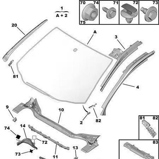 Compatible Peugeot 508 Windshield, Part 9673604880