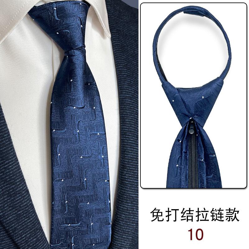 No Knots, Lazy, Simple Zipper, Tie Tie, Formal Wear, Business Work, White-Collar Shirt For Sale, Dark Blue Stripes.