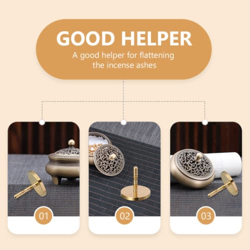 HEALLILY Incense Ash Tool, Incense Burner Powder Press, Seal Stick Shovel, Brass Incense Ash Presser, Incense Burner Accessory, 5cm