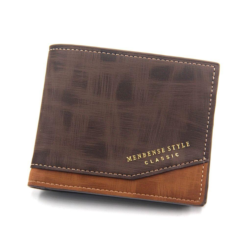 

Матовий гаманець великої ємності із золотим штампуванням Чоловічий гаманець для кількох карток Сумка з нульовим гаманцем Гаманець із петлями коричневий