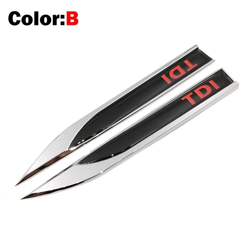 AABIP1 1Pair 3D Metal Epoxy TDI Logo Badge Car Sticker Auto Accessories Fender Emblem Decal For Volkswagen Polo Golf 6 Passat B6 T5 TSI
