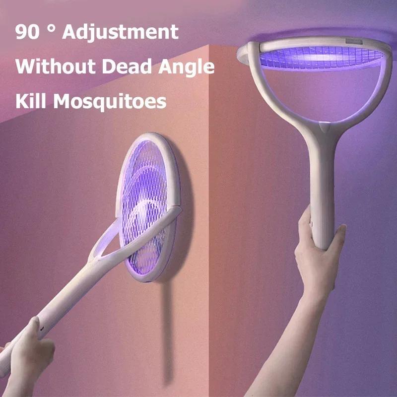2025 5 IN 1 Electric Mosquito Swatter 365nm UV Light Killer Lamp Racket USB Charge Summer Fly Trap Bug Zapper Rotatable Shocker