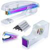 Dream Color Acrylic Stapler Set,Desk Stapler,Office and Home Stapler,Students Stapler,Tape Dispenser,Stapler Remover,Free 1000pcs 26/6