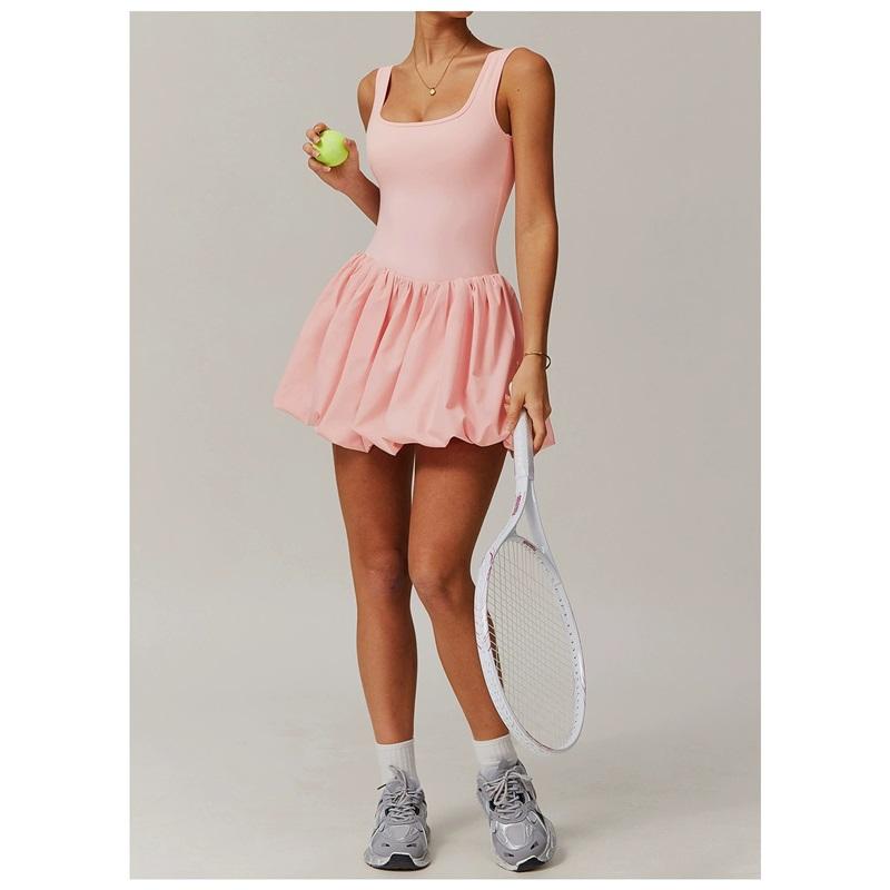 Damska sukienka sportowa zapobiegająca ekspozycji sukienka do biegania outdoorowa siłownia spódniczka tenisowa z kieszeniami sukienka baseballowa