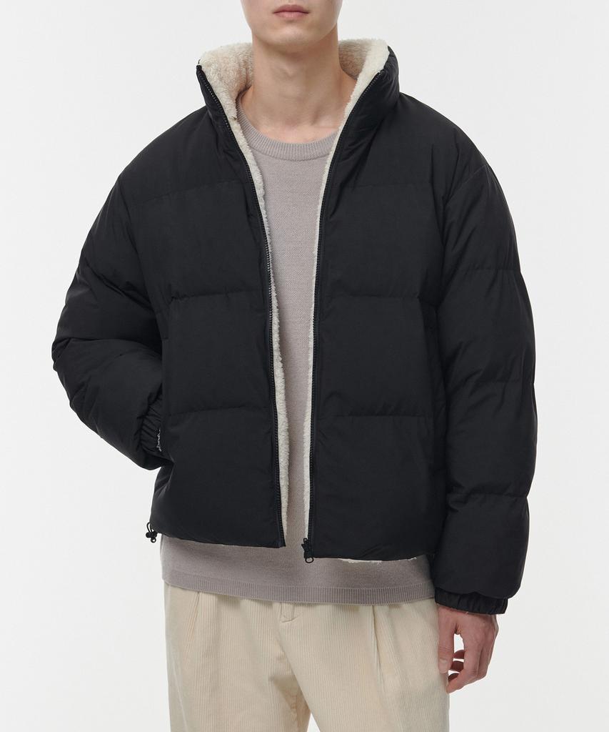 Musinsa Standard Daily Puffer Reversible Fleece Short Padded Jacket [Black/Cream]