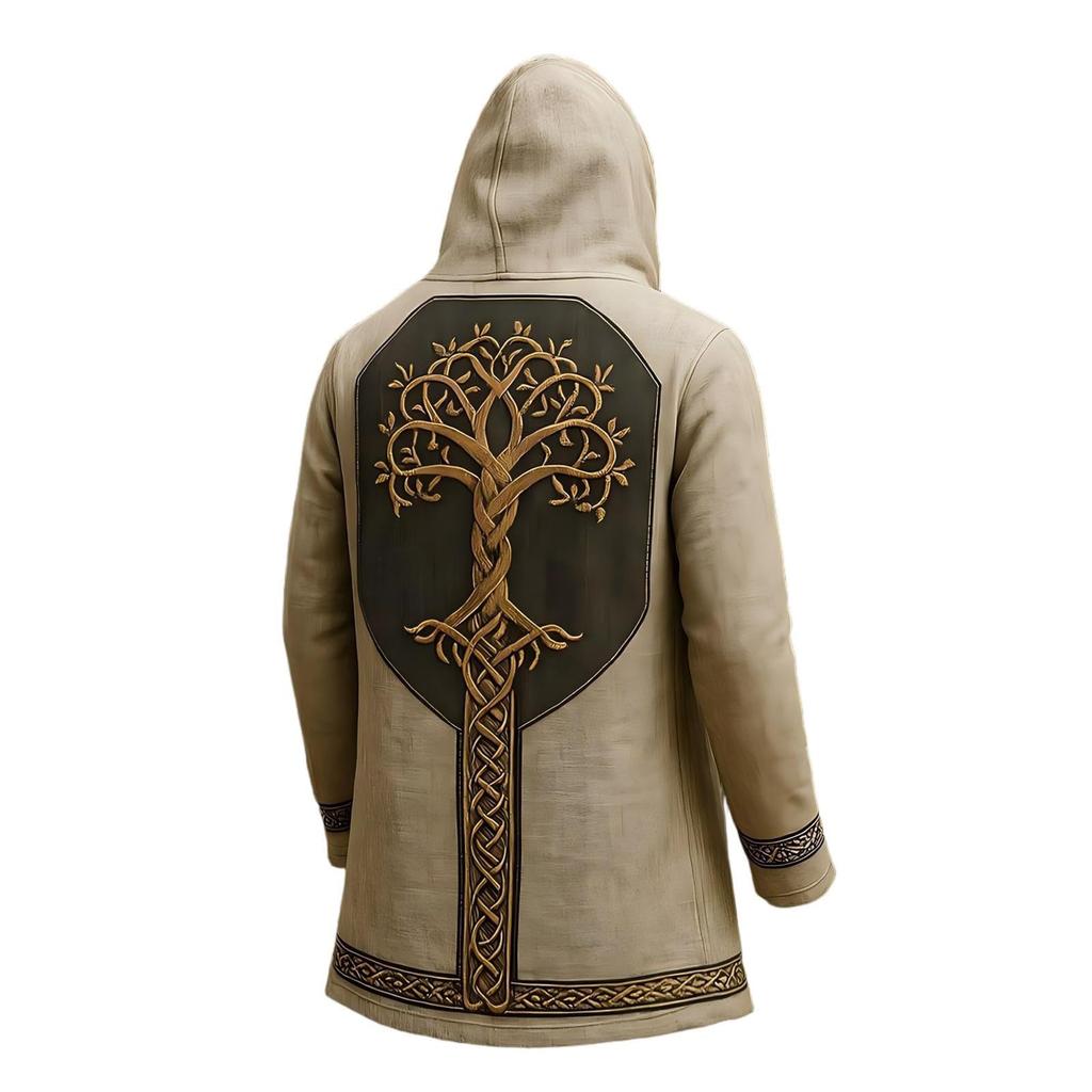 Men's Hooded Cape with Printed Pattern for Halloween Costume