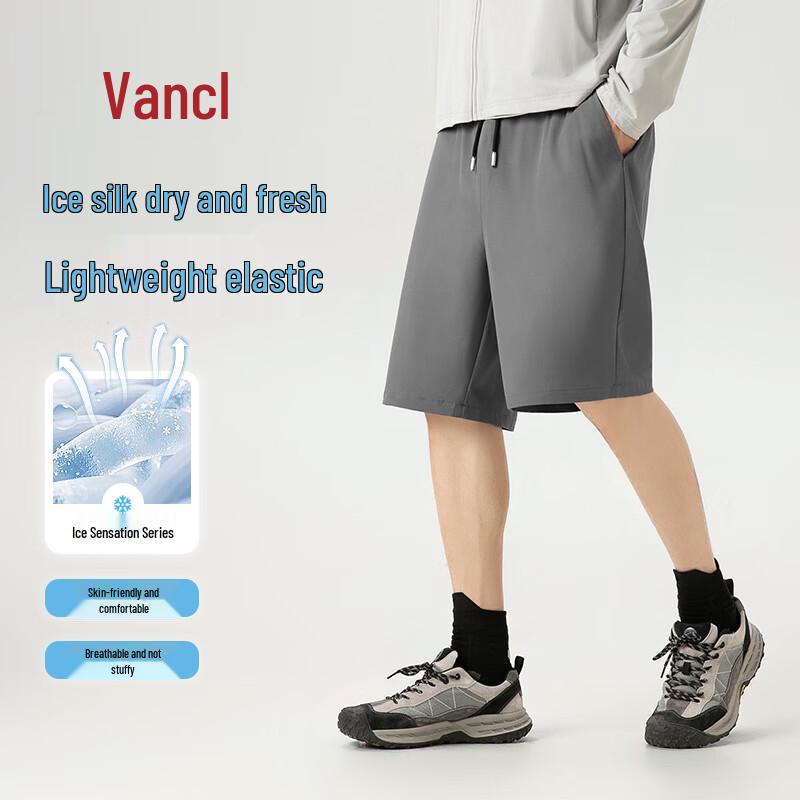 VANCL Men s Ice Silk Summer Knee-Length Casual Sport Shorts L серый