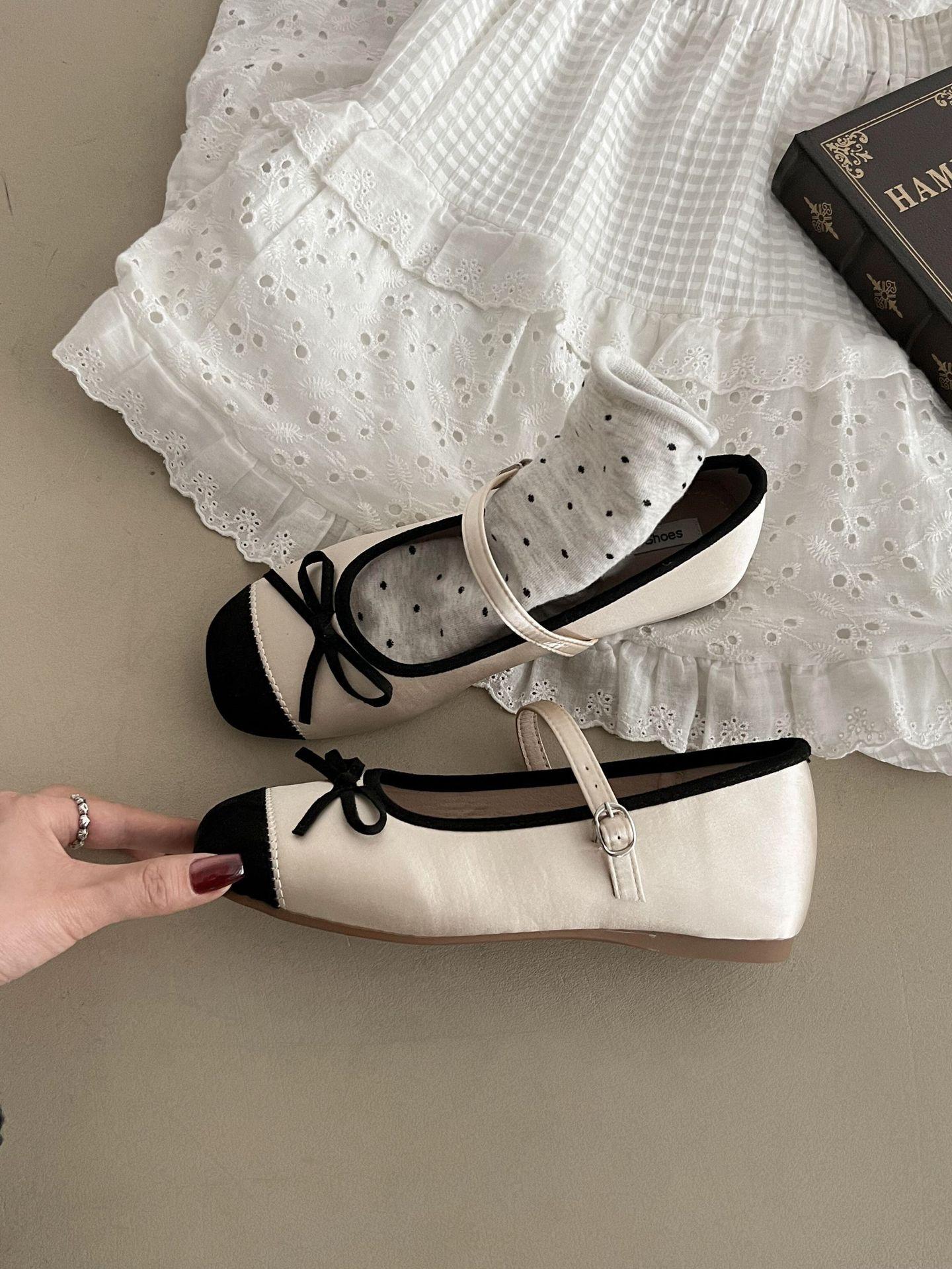 

3cm inner height increase shoes skirt Spring Festival Gala style with fairy shoes new bow Mary Jane shoes women s French single shoes 40