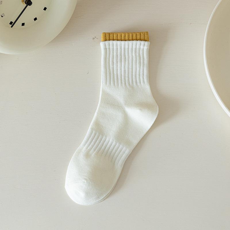 

Женские весенне-осенние нескользящие носки-трубы из хлопка, впитывающие пот, дышащие, для любой нежной погоды, однотонные 1 pair жёлтый