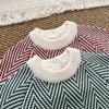 Infant & Toddler Cotton Knit Wave Stripe Rompers - Unisex Autumn/Winter Style