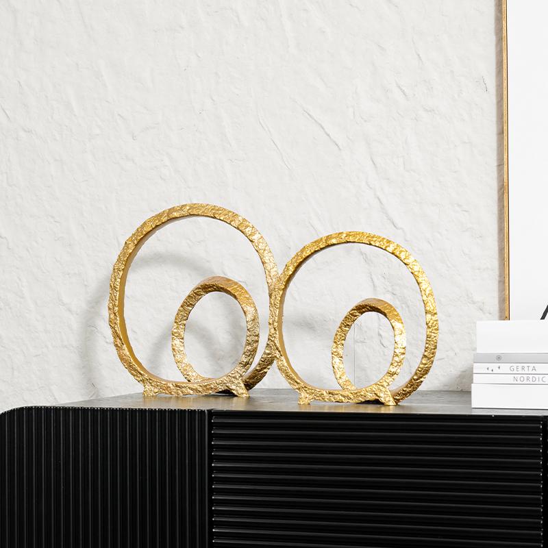 Resin Handicrafts Golden Circle Hollowed-out Circular Ornaments Crossed Circle Decorative Figurines Home Decoration Accessories