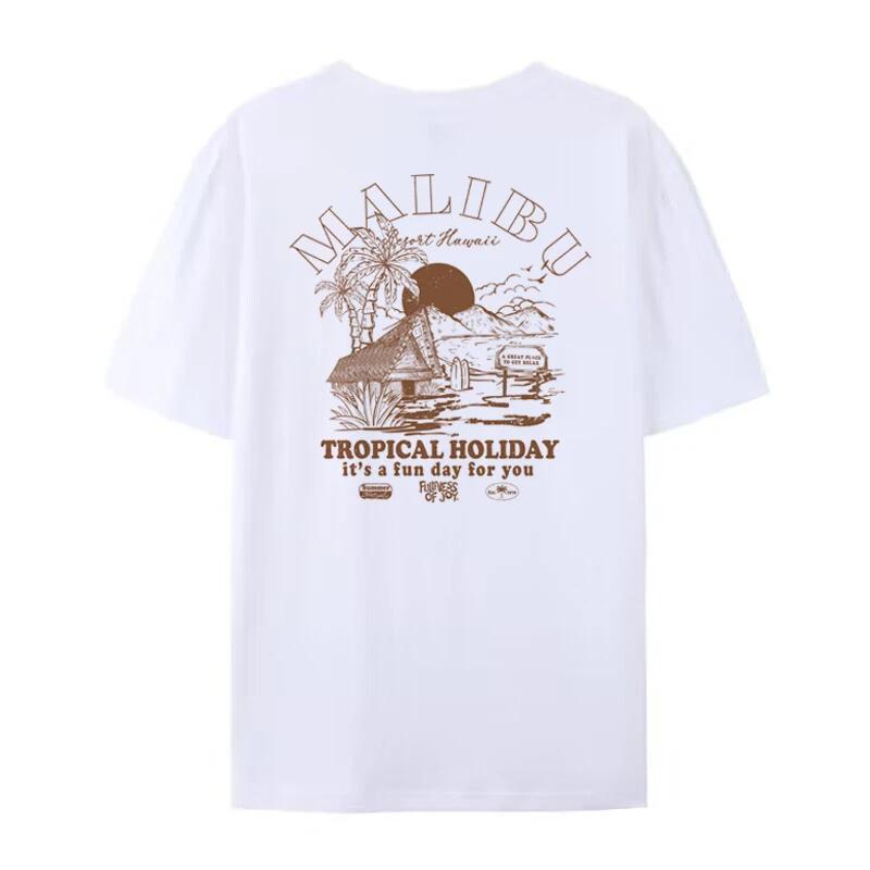 Women Back Print Oversized Beach TShirt Retro Fashion Streetwear Graphic Tees Unisex Summer Tropical T Shirt Cute Vacation Tops