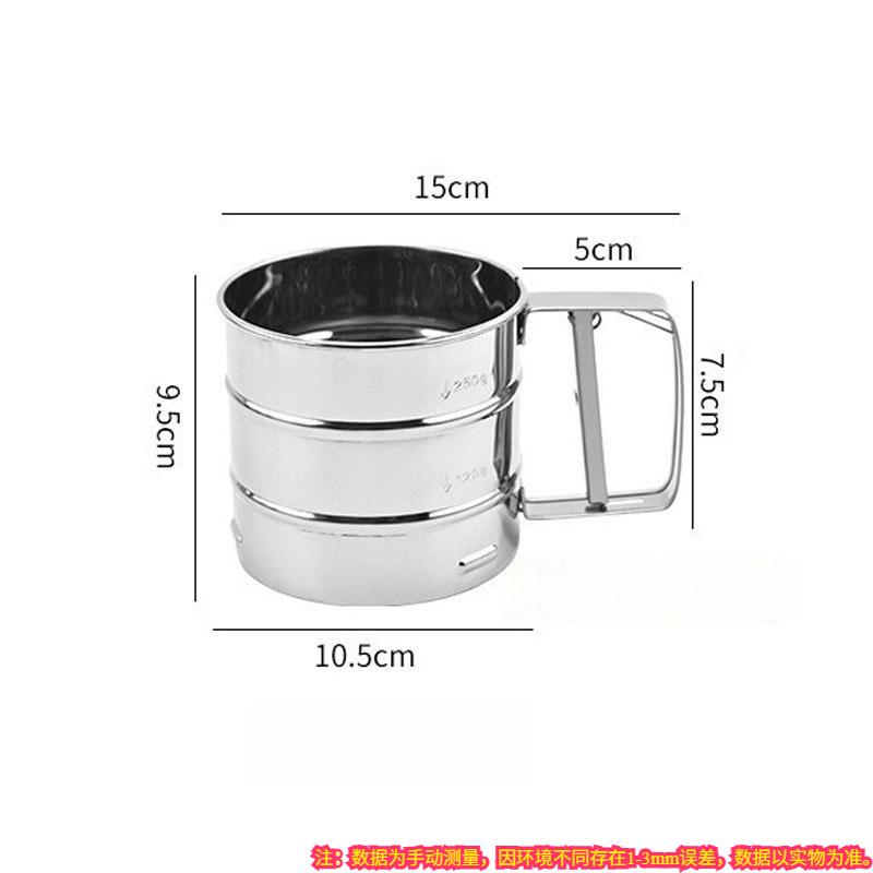 1pcs Semi automatic flour sieve fine mesh sieve powder cup with scale flour cocoa powder filtration baking серебряный