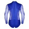 Herren Eiskunstlauf Lateinamerikanischer Tanz Bodysuit Stehkragen Langarm Mesh Patchwork Strass Performance-Kleidung