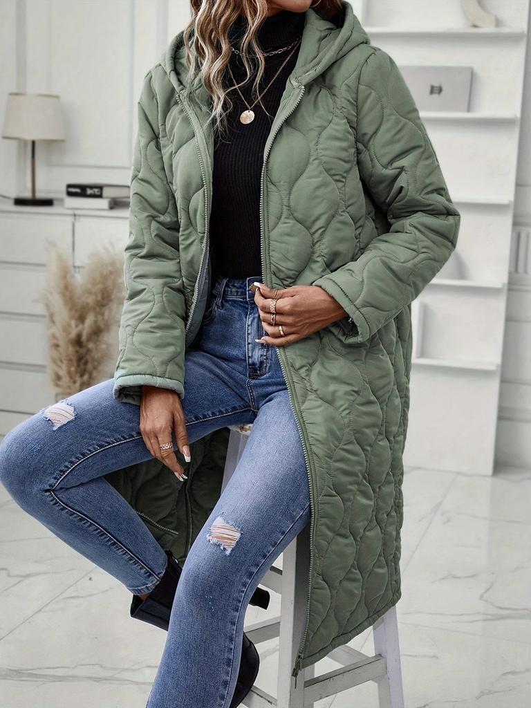 Cross-border European and American New Long Hooded Casual Jacket Women's Cotton Clothes