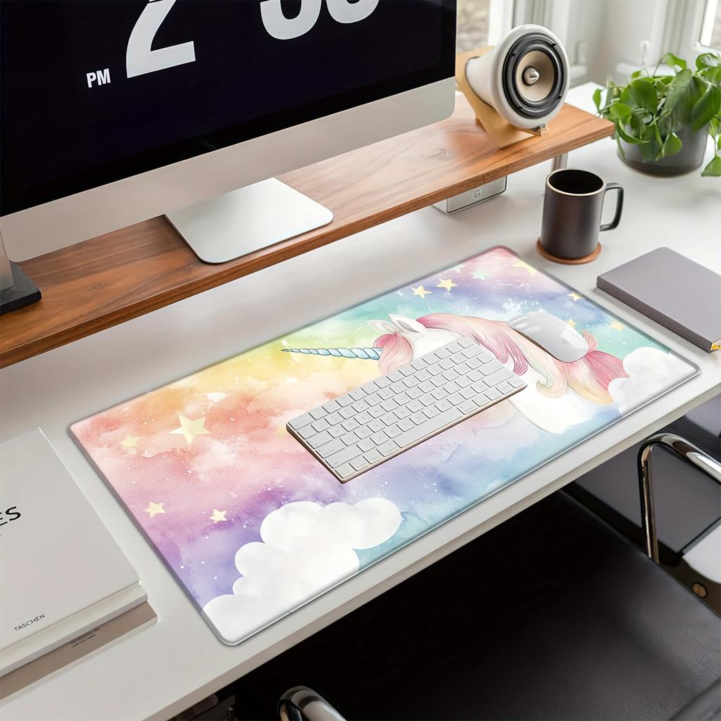 XXL Unicorn Mouse Pad HD Printed Non-Slip Rubber Base Desk Mat Multi-Functional Gaming Keyboard Pad Office Computer Accessories