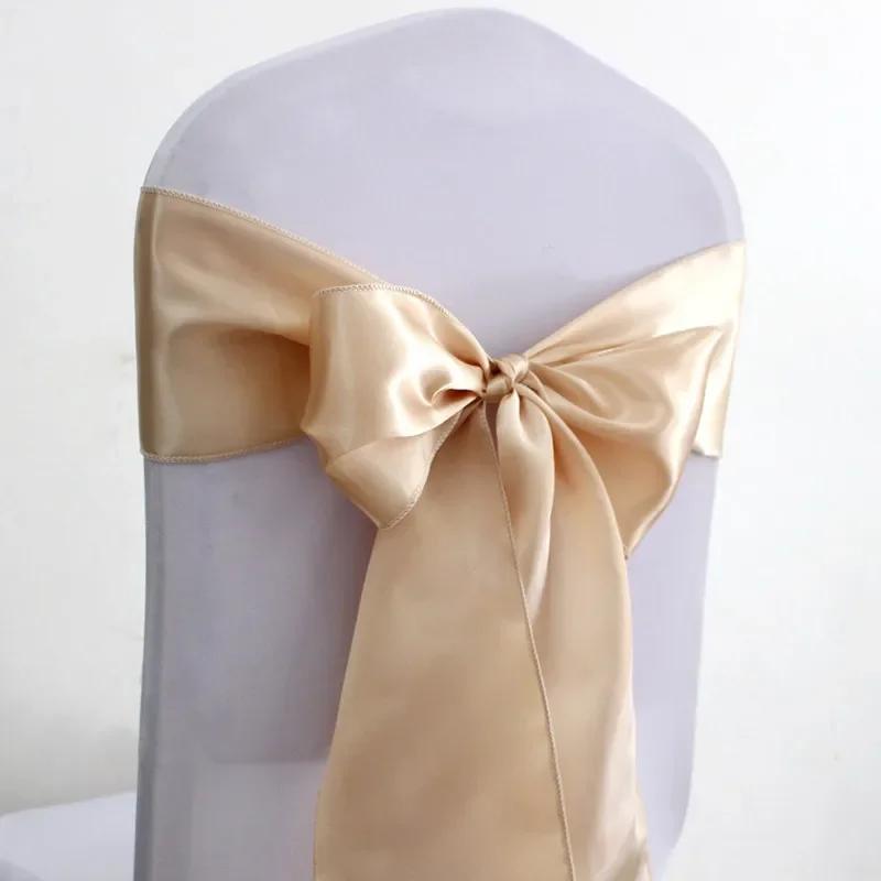10 stücke/50 stücke Rose Gold Satin Stuhl Schärpe Krawatte Seide Hochzeit Stuhl Bogen Band Knoten Gürtel Für Party-Event hotel Bankett Dekoration