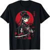 Camiseta Feminina Gótica Kawaii Anime Gato Samurai Mãe Meninas