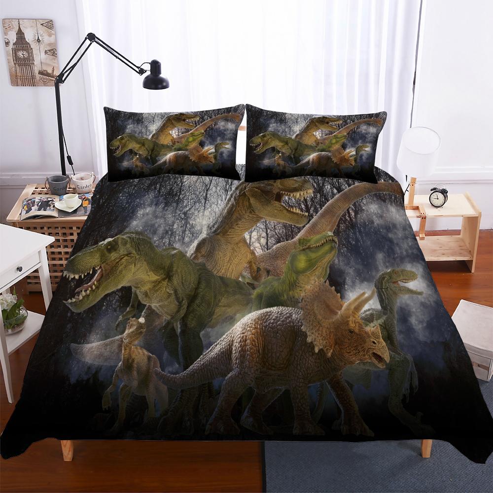 Bedclothes Wholesale Bedding-set-3d HD Animal Dinosaur Eyes Duvet Cover Set Dark Green Bedding Cover Dinosaur Bedset High-grade