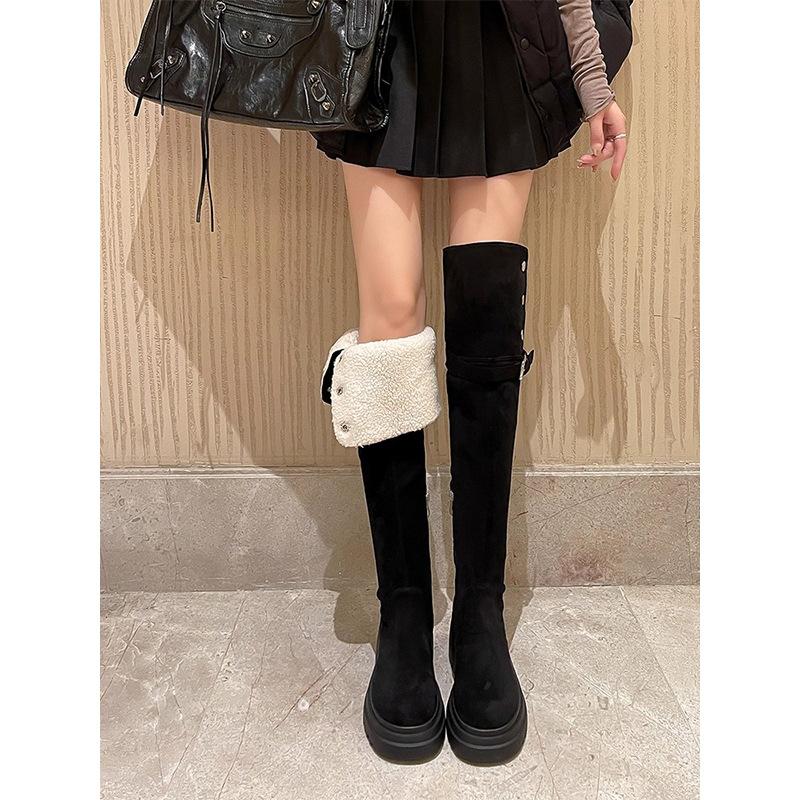 Retro over-the-knee thick-heeled western cowboy boots for women's 2025 new models to increase height and lose weight, and wear long knight boots.