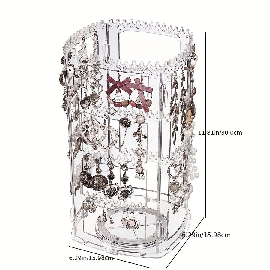 1pc Large Capacity Rotating Earring Stand, Jewelry Storage Box for Hanging Necklaces, Ear Clips, Commercial and Household Use