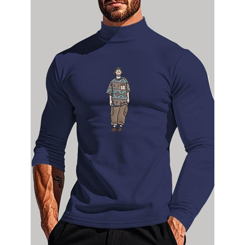 Polyester Men s Mock Neck Long Sleeve, Breathable Moisture-Wicking & Great for Daily Commute S синий