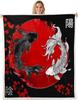 GUOYU Blanket Japanese Style Fleece Blanket Mount Fuji Warm Plush Sherpa Blanket Ocean Great Waves Art Fuzzy Plush Throw Black Golden Glitter