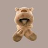 Thickened Capybara Hooded Scarf Set Soft Plush Plush Hat Scarf Set  Cycling Protection