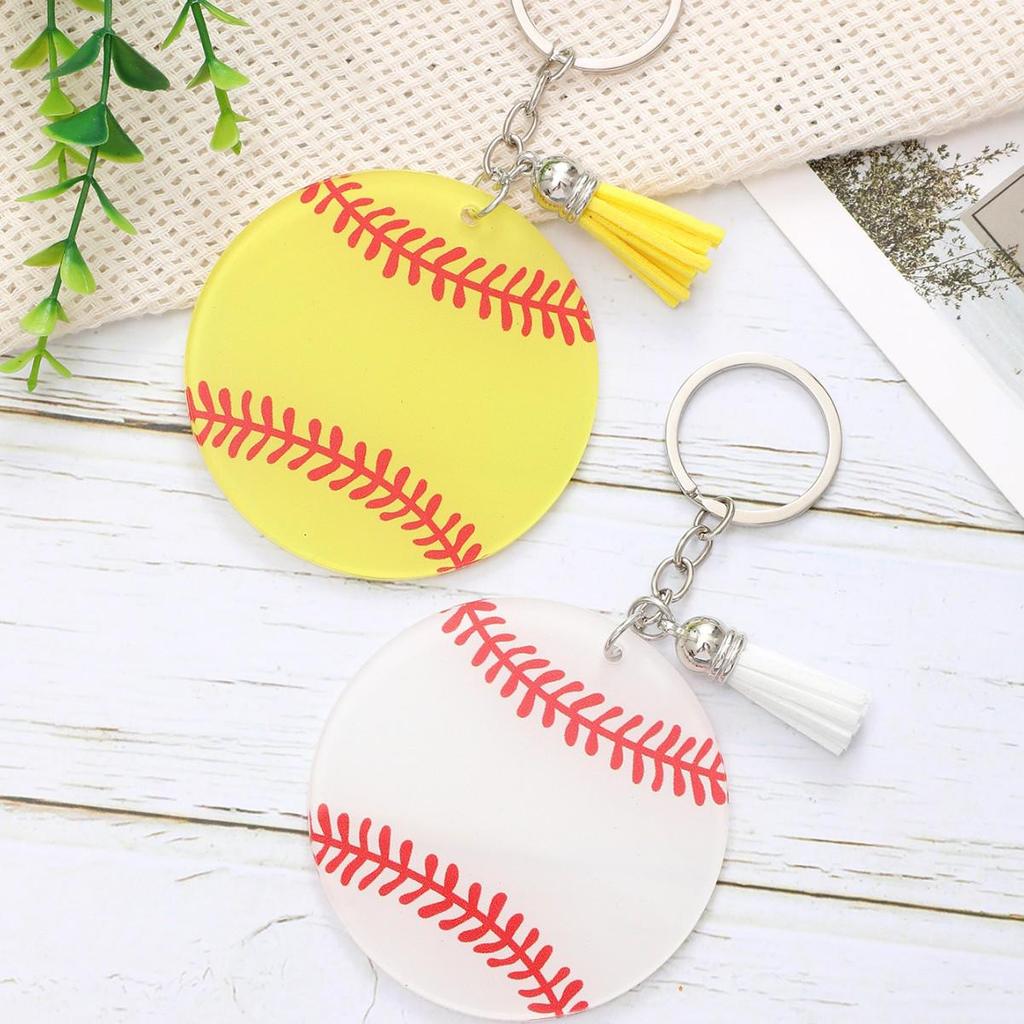 Acrylic Baseball Keychain with Tassel - Women's Sports Style Bag & Car Pendant