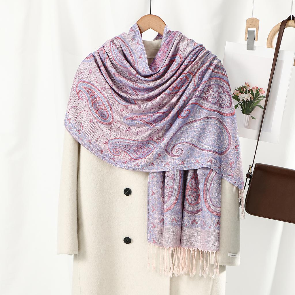 Paisley Embroidery Cotton Hijab Scarf For Woman Muslim Hijabs Pashmina Tassels Shawls Fashion Long Wraps Foulard Islam Turban