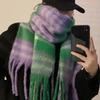 Mohair Scarf Women's Winter Korean Style High End Versatile New Shawl Plaid Thickened Warm Scarf Trendy