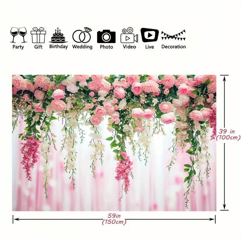 Pink curtain floral photo background Wedding bride background Great birthday studio party props